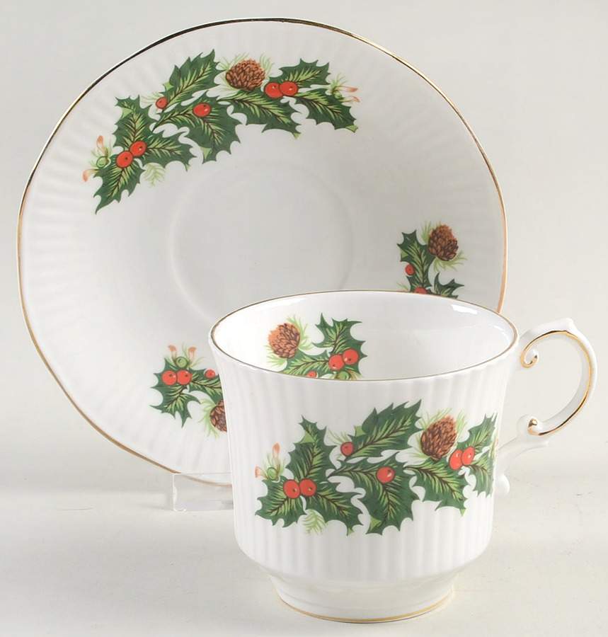 Yuletide (Scalloped) Flat Cup & Saucer Set by Rosina-Queens-1