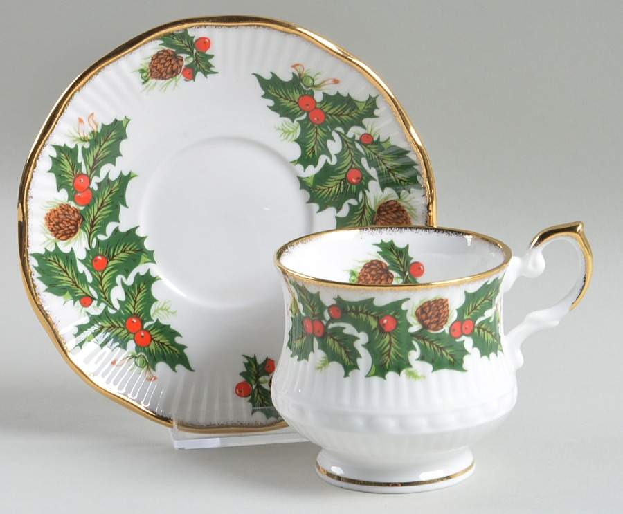 Yuletide (Scalloped) Flat Cup & Saucer Set by Rosina-Queens-1