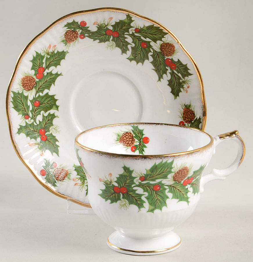 Yuletide (Scalloped) Footed Cup & Saucer Set by Rosina-Queens-1