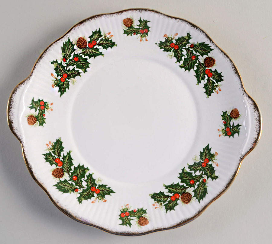 Yuletide (Scalloped) Handled Cake Plate by Rosina-Queens-1