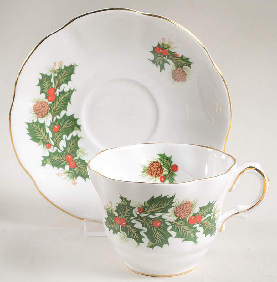 Yuletide (Scalloped) Flat Cup & Saucer Set by Rosina-Queens-1