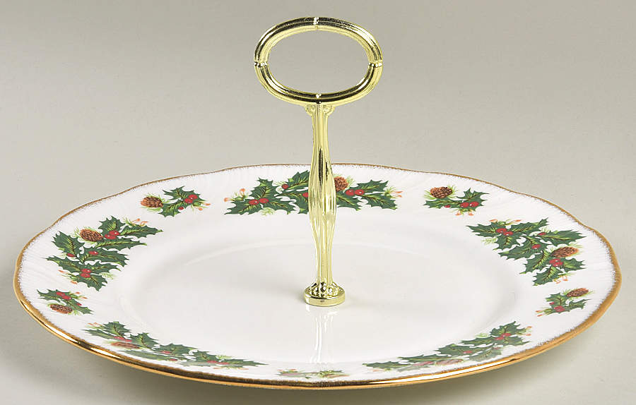 Yuletide (Scalloped) Round Serving Plate with Handle (DP) by Rosina-Queens-1