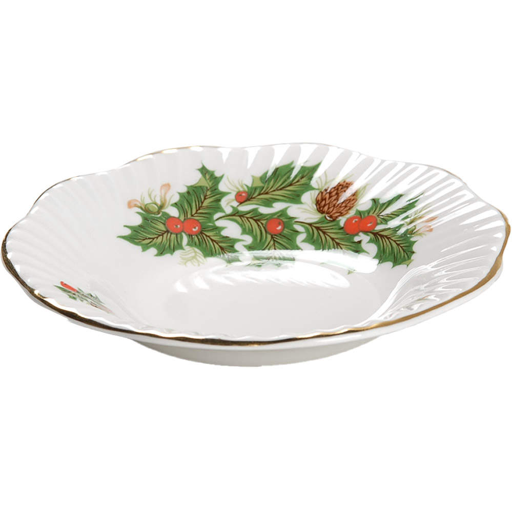 Yuletide (Scalloped) Sweet Meat Dish 4" by Rosina-Queens-1