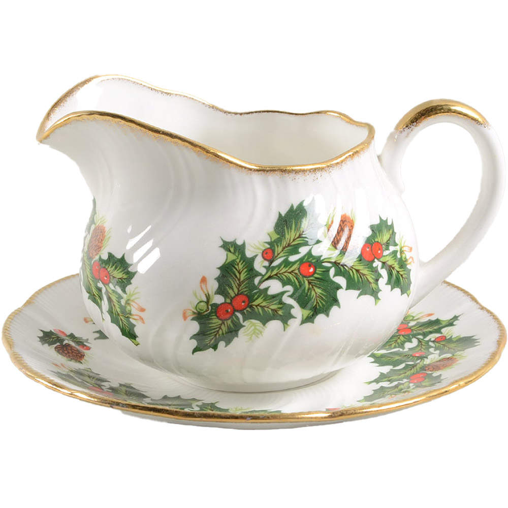 Yuletide (Scalloped) Gravy Boat & Underplate by Rosina-Queens-1