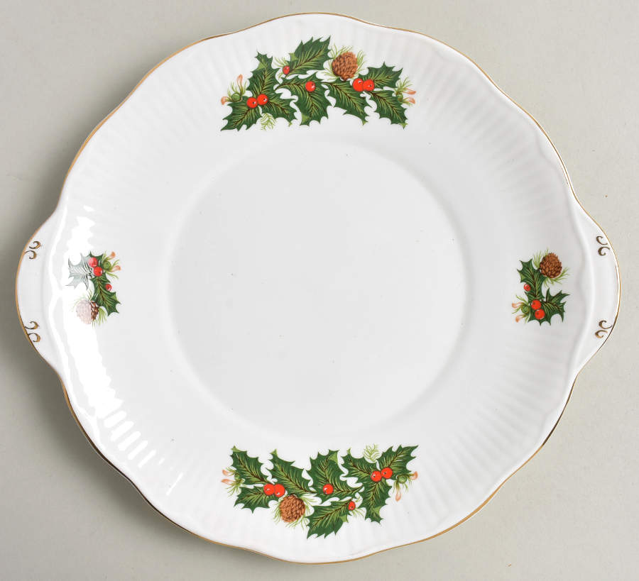 Yuletide (Scalloped) Handled Cake Plate by Rosina-Queens-1