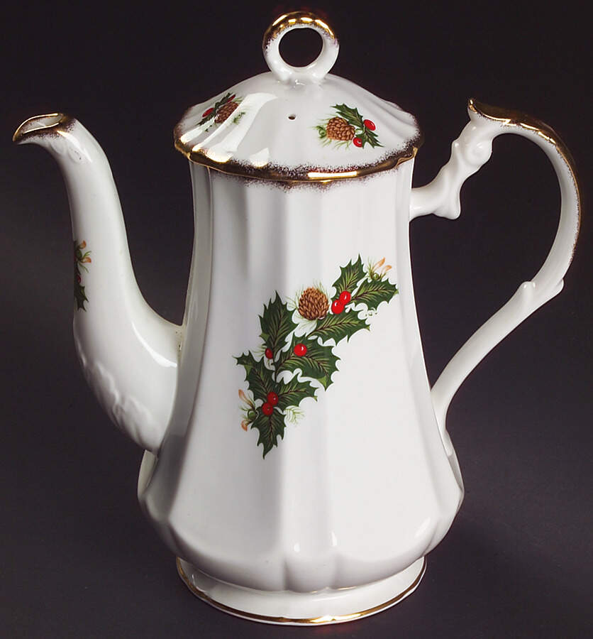 Yuletide (Scalloped) Coffee Pot & Lid by Rosina-Queens-1