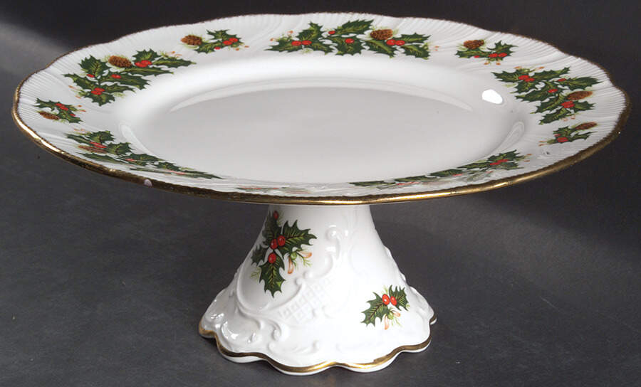 Yuletide (Scalloped) 10" Diameter Pedestal Cake Stand by Rosina-Queens-1