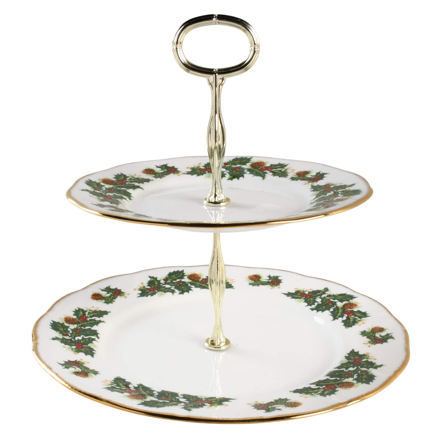 Yuletide (Scalloped) 6 5/8"-10"  2 Tiered Serving Tray (Dp, Sp) HC by Rosina-Queens-1