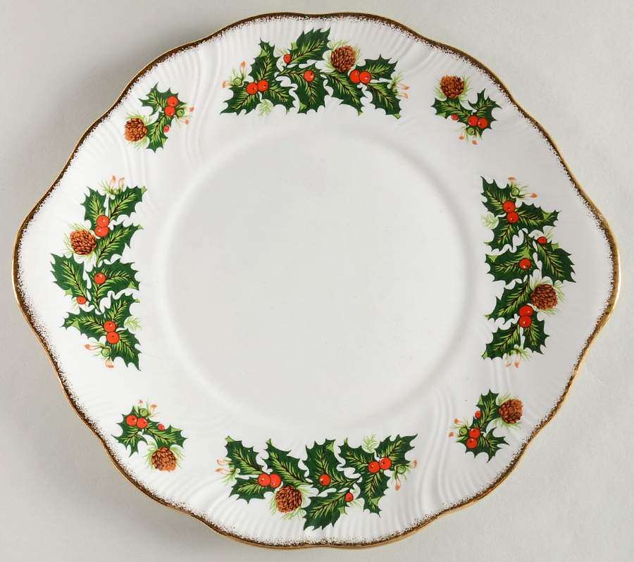 Yuletide (Scalloped) Handled Cake Plate by Rosina-Queens-1