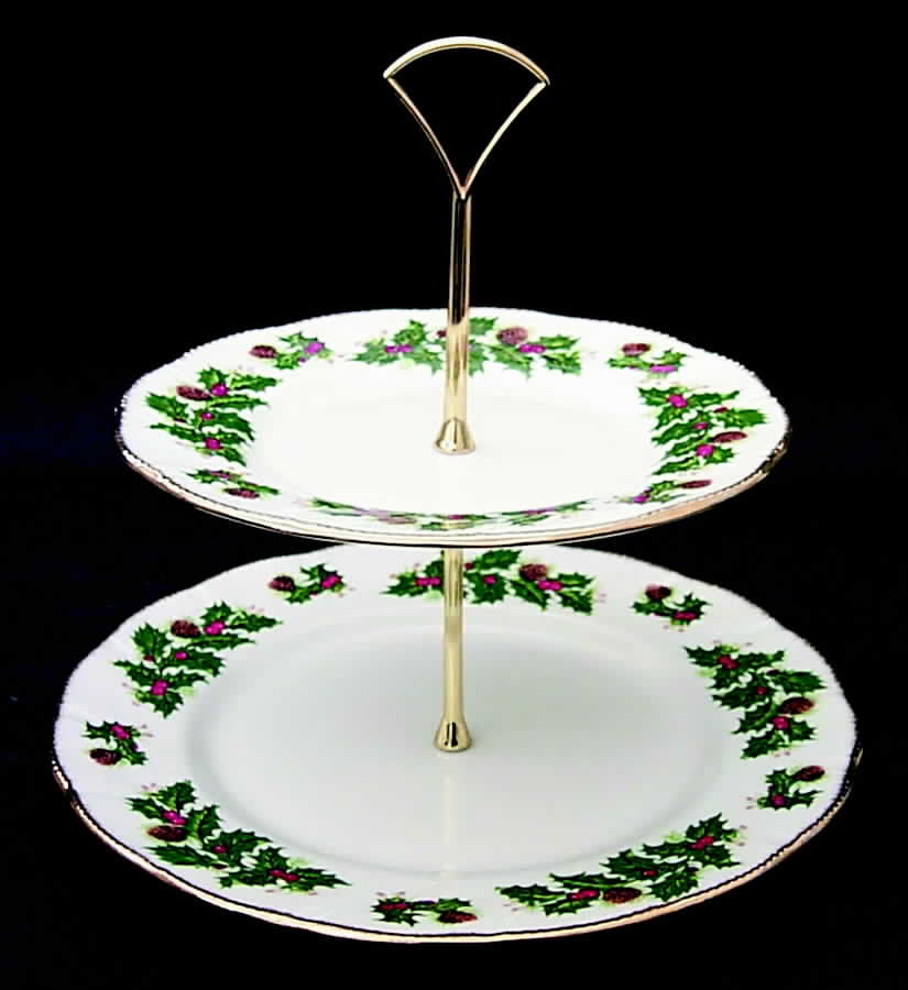 Yuletide (Scalloped) 2 Tiered Serving Tray (Dinner & Salad Plate) by Rosina-Queens-1