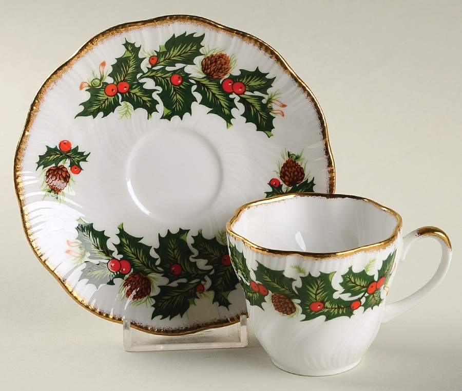 Yuletide (Scalloped) Footed Demitasse Cup & Saucer Set by Rosina-Queens-1