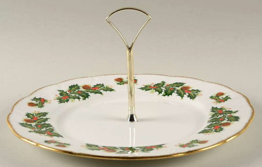 Yuletide (Scalloped) Round Serving Plate with Handle (DP) by Rosina-Queens-1