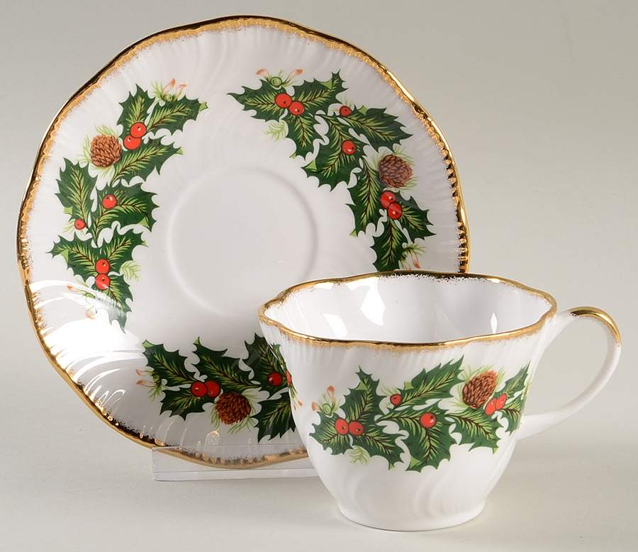 Yuletide (Scalloped) Flat Cup & Saucer Set by Rosina-Queens-1