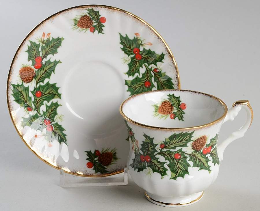 Yuletide (Scalloped) Flat Demitasse Cup & Saucer Set by Rosina-Queens-1
