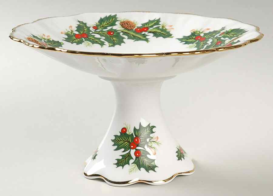 Yuletide (Scalloped) Round Compote (Height X Width) by Rosina-Queens-1