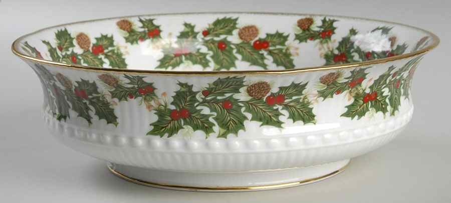 Yuletide (Scalloped) 9" Round Vegetable Bowl by Rosina-Queens-1