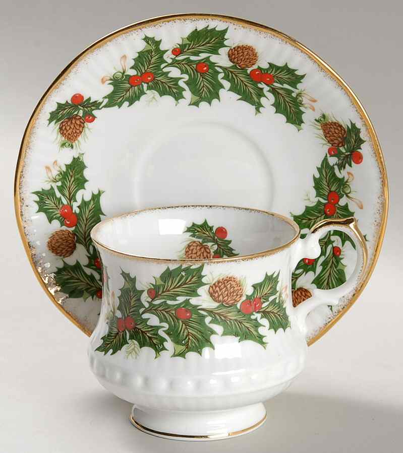 Yuletide (Scalloped) Footed Cup & Saucer Set by Rosina-Queens-1