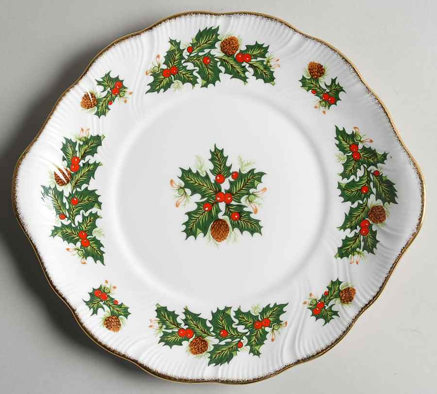 Yuletide (Scalloped) Handled Cake Plate by Rosina-Queens-1