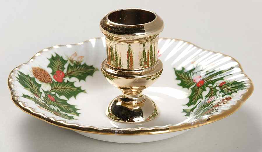 Yuletide (Scalloped) Metal Single Light Candlestick by Rosina-Queens-1