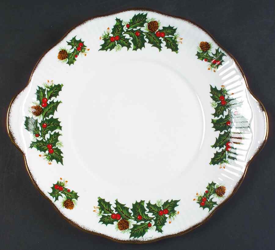 Yuletide (Scalloped) Handled Cake Plate by Rosina-Queens-1