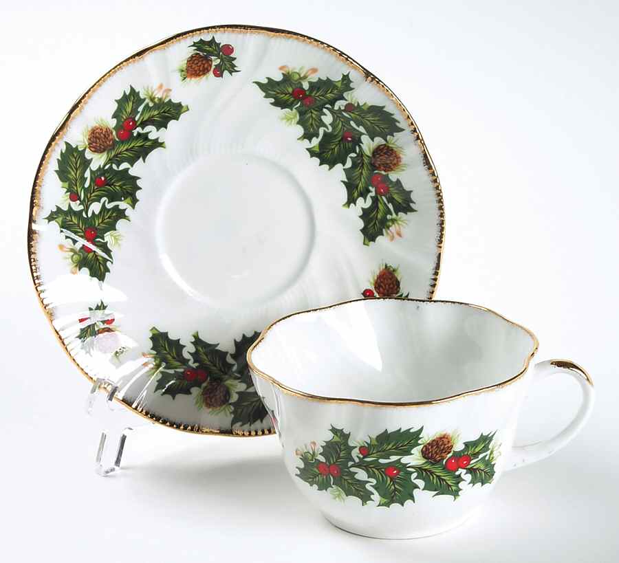 Yuletide (Scalloped) Breakfast Cup & Saucer Set by Rosina-Queens-1