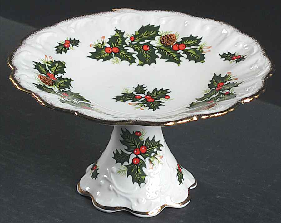 Yuletide (Scalloped) Round Compote (Height X Width) by Rosina-Queens-1