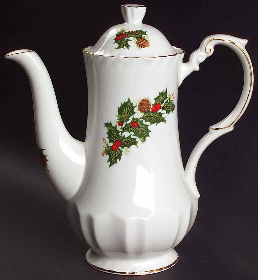 Yuletide (Scalloped) Coffee Pot & Lid by Rosina-Queens-1