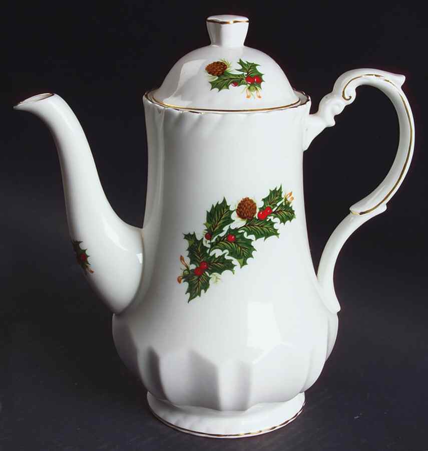 Yuletide (Scalloped) Coffee Pot & Lid by Rosina-Queens-1