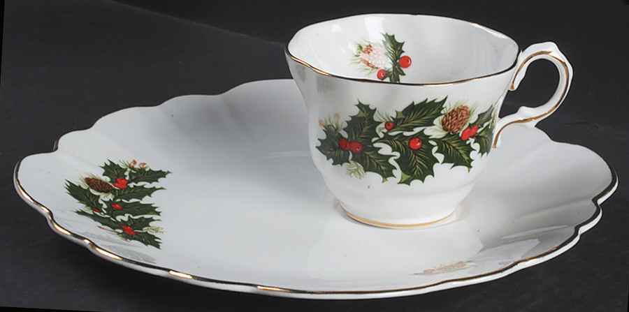 Yuletide (Scalloped) Snack Plate & Cup Set by Rosina-Queens-1