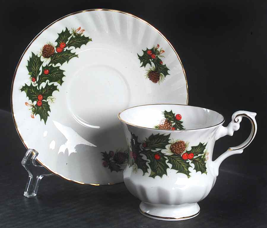 Yuletide (Scalloped) Footed Cup & Saucer Set by Rosina-Queens-1