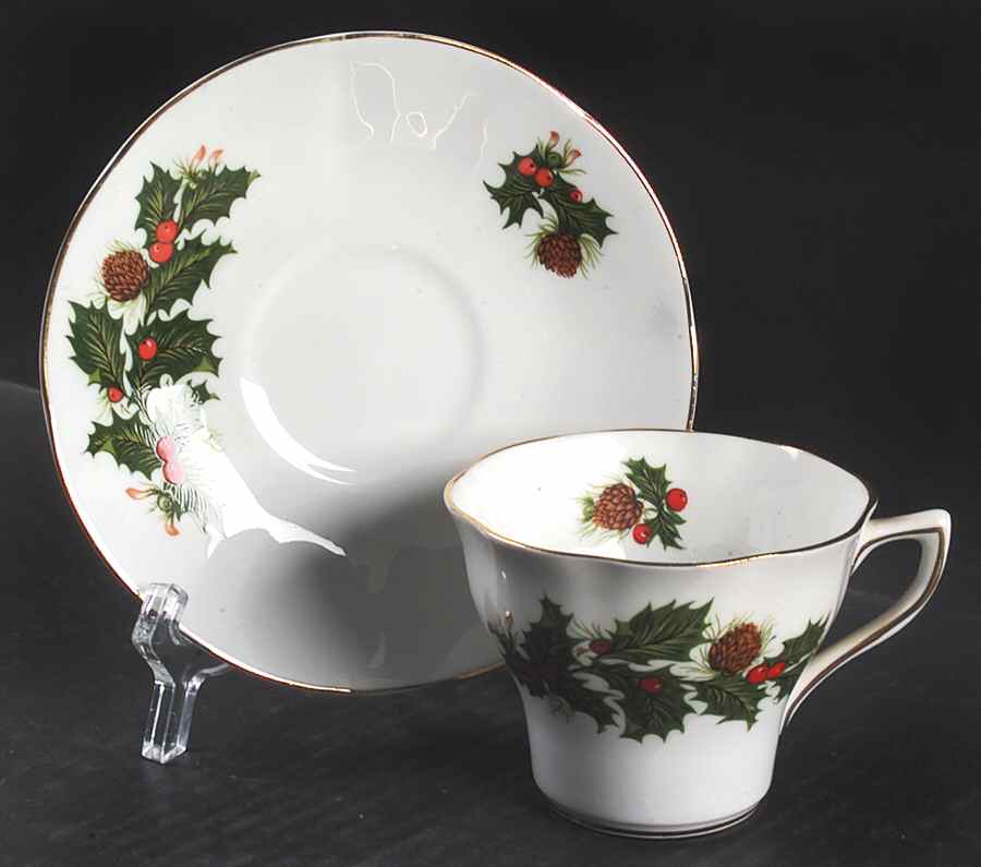 Yuletide (Scalloped) Flat Cup & Saucer Set by Rosina-Queens-1