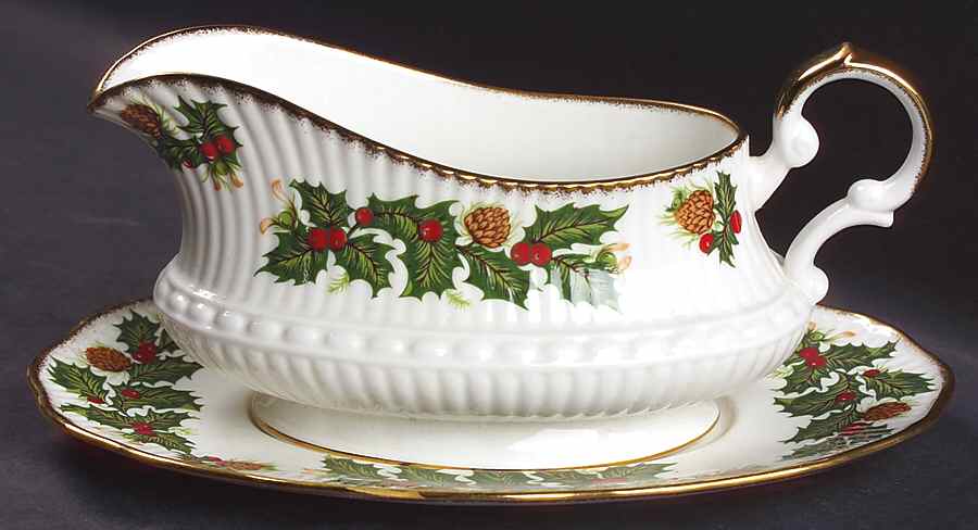 Yuletide (Scalloped) Gravy Boat & Underplate by Rosina-Queens-1