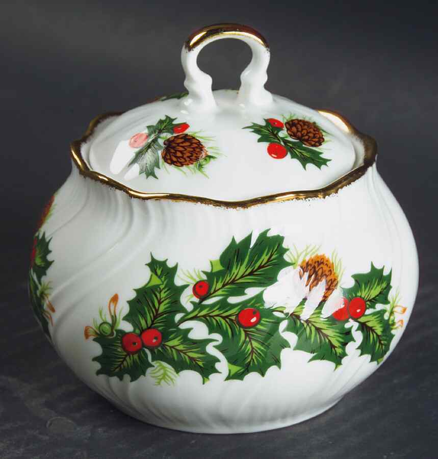Yuletide (Scalloped) Sugar Bowl & Lid by Rosina-Queens-1