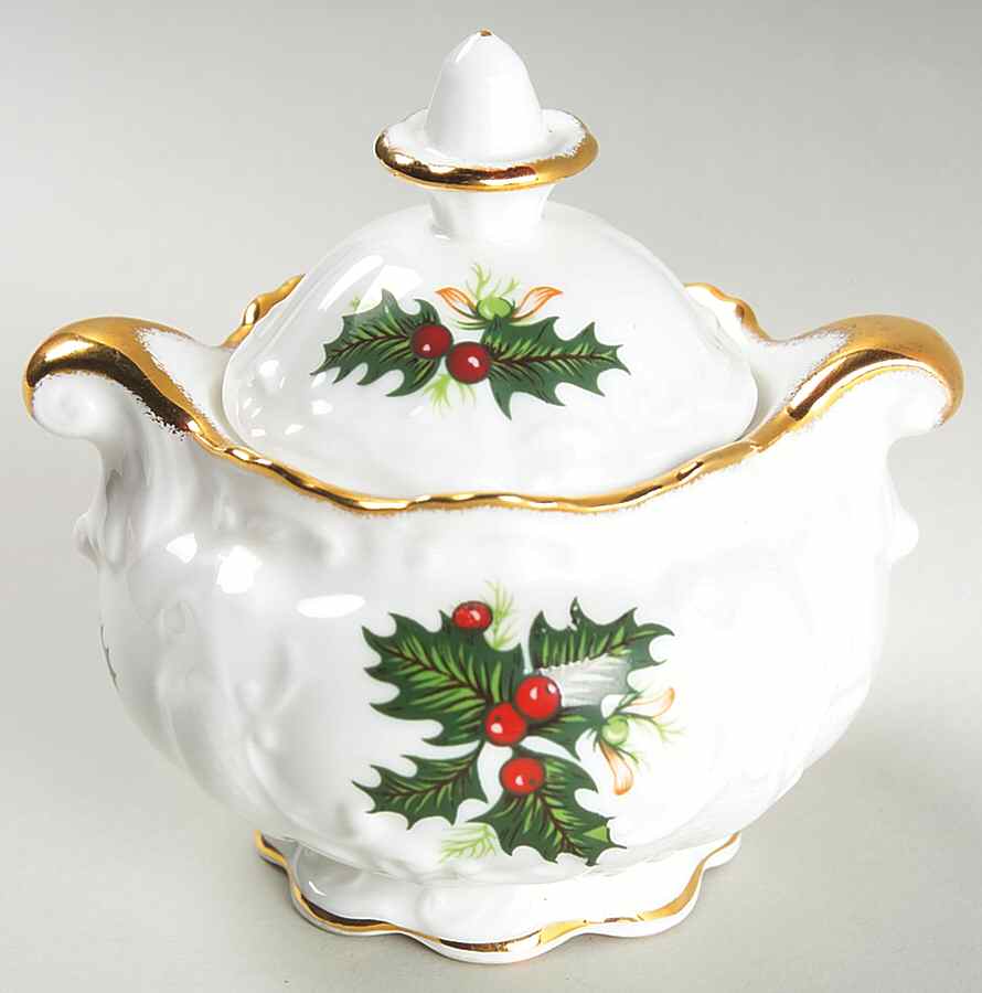 Yuletide (Scalloped) Sugar Bowl & Lid by Rosina-Queens-1