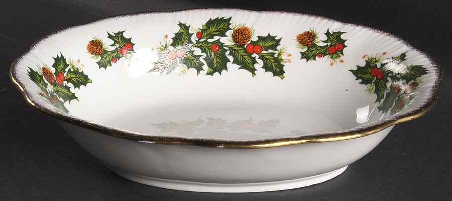 Yuletide (Scalloped) 9" Oval Vegetable Bowl by Rosina-Queens-1