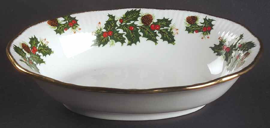 Yuletide (Scalloped) 9" Oval Vegetable Bowl by Rosina-Queens-1