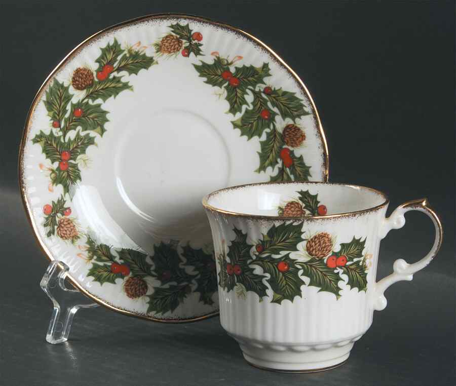 Yuletide (Scalloped) Flat Cup & Saucer Set by Rosina-Queens-1