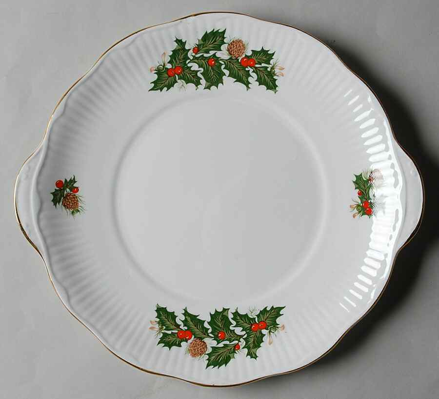 Yuletide (Scalloped) Handled Cake Plate by Rosina-Queens-1