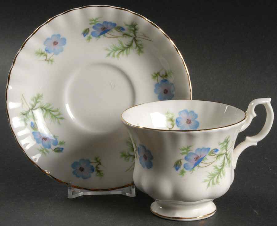 Blue Poppy Footed Cup & Saucer Set by Richmond (England)-1