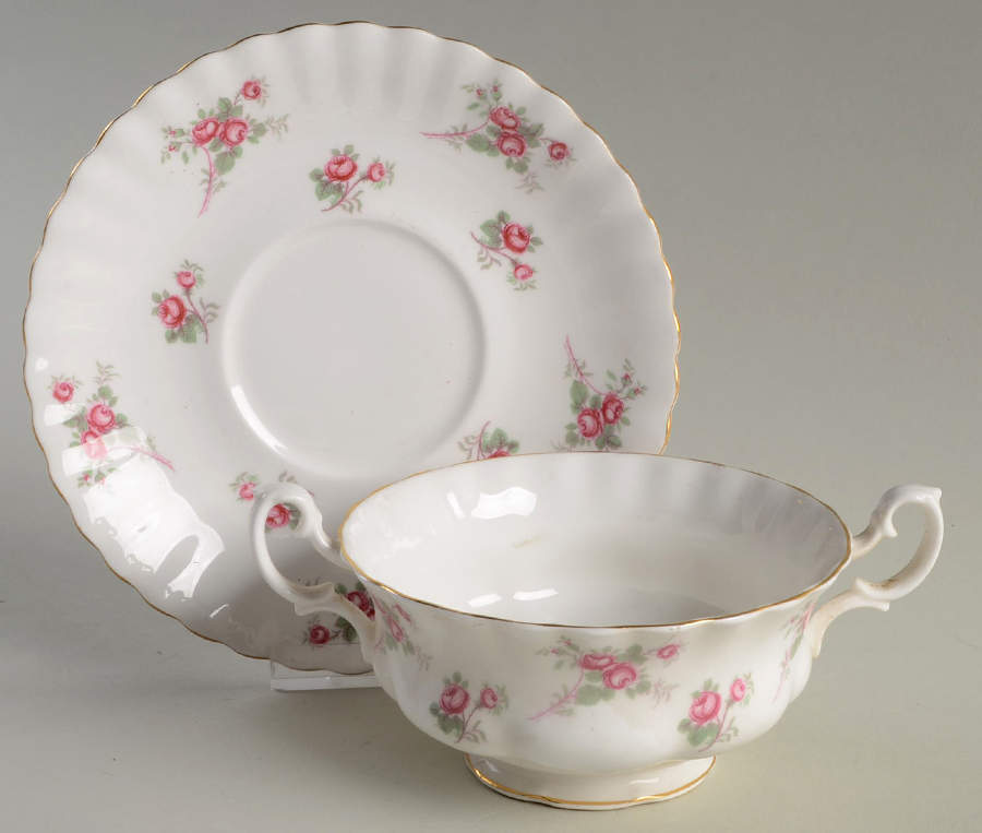 Rose Time Footed Cream Soup Bowl & Saucer Set by Richmond (England)-1