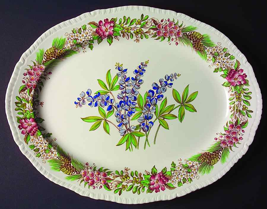 American State Flowers 16" Oval Serving Platter by Ridgway (Ridgways)-1