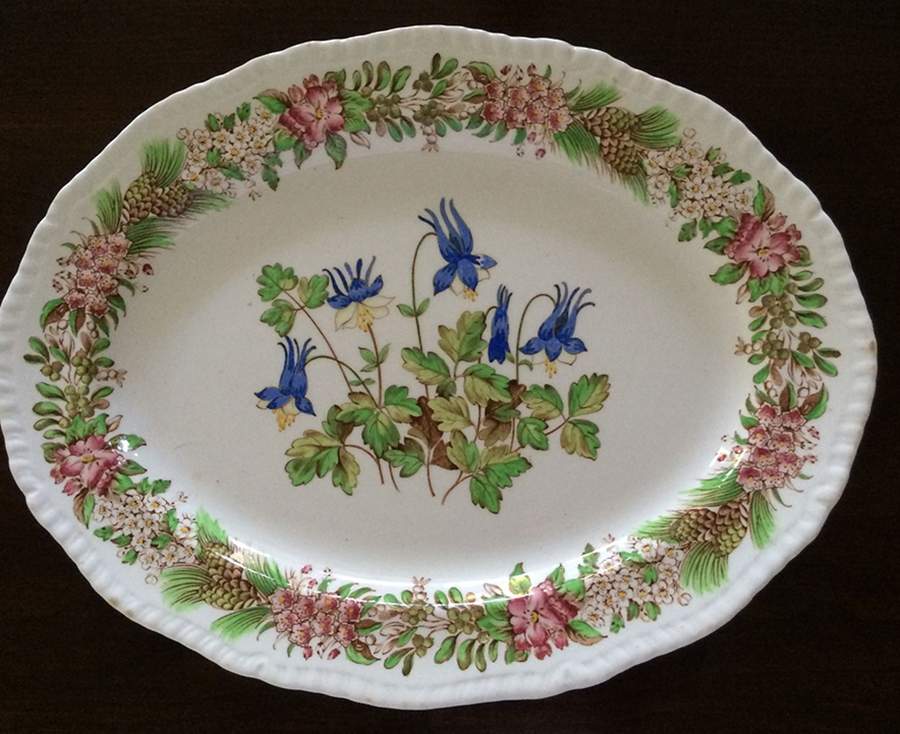 American State Flowers 12" Oval Serving Platter by Ridgway (Ridgways)-1