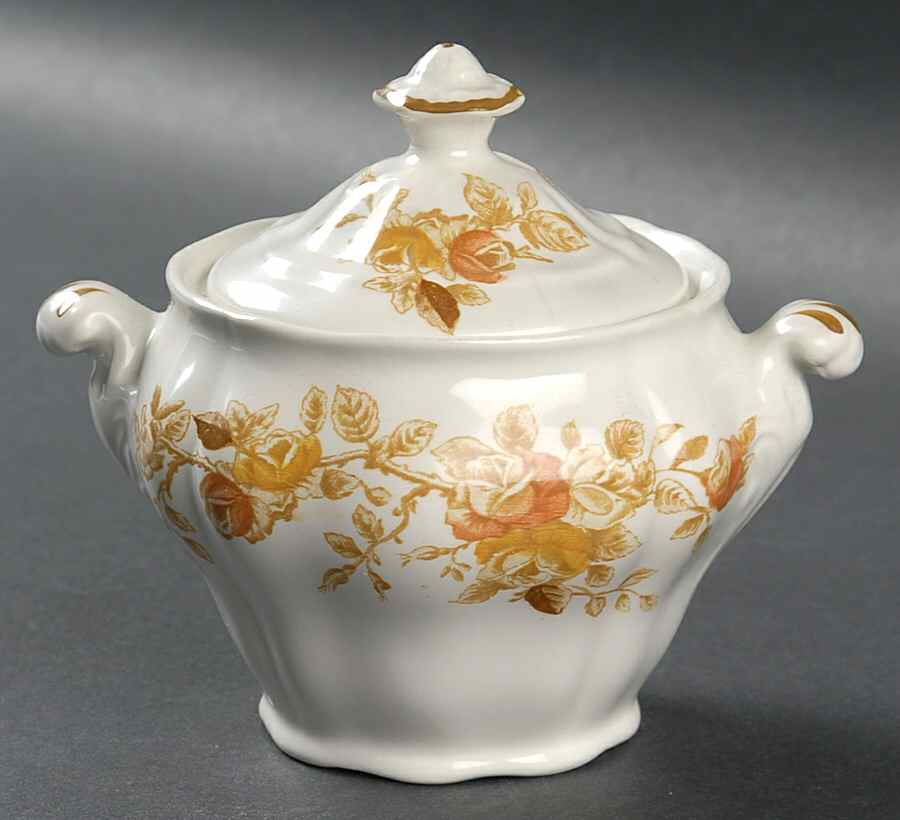 Antique Rose Brown Sugar Bowl & Lid by Ridgway (Ridgways)-1