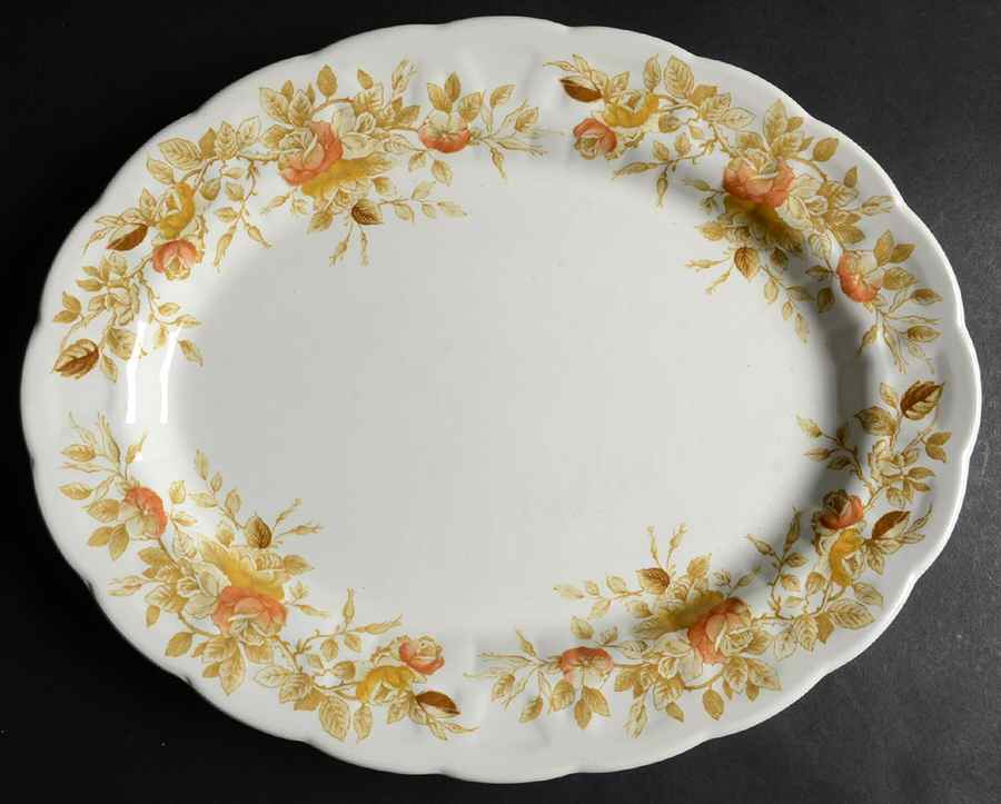 Antique Rose Brown 13" Oval Serving Platter by Ridgway (Ridgways)-1