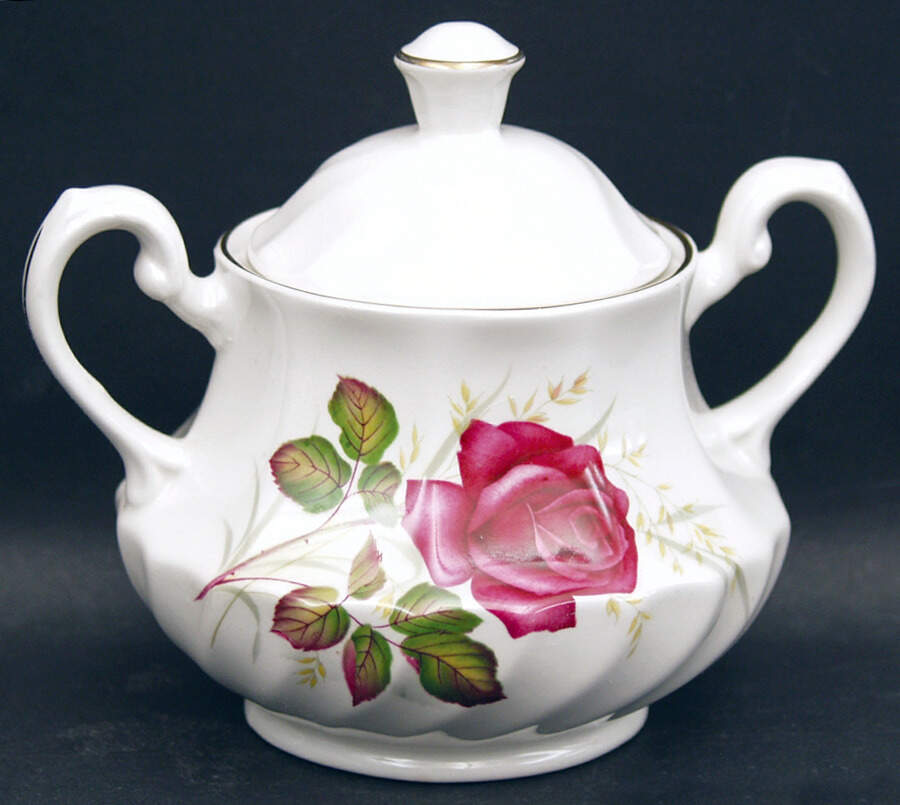 Anniversary Rose Sugar Bowl & Lid by Ridgway (Ridgways)-1