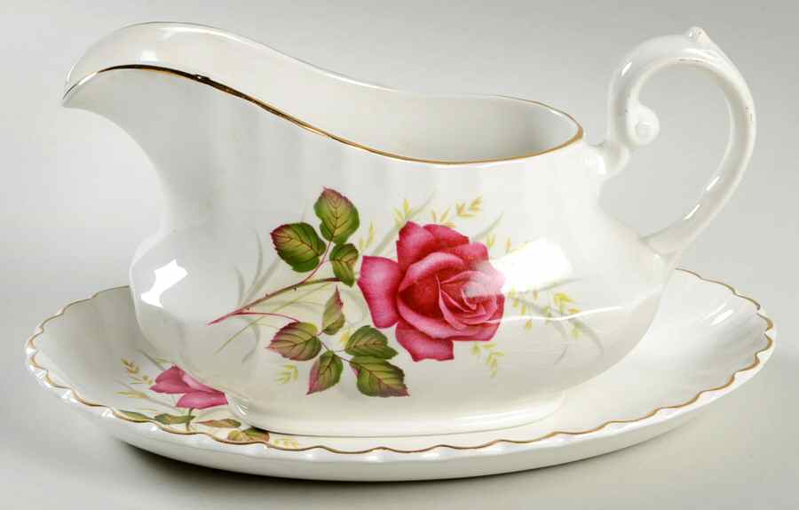 Anniversary Rose Gravy Boat & Underplate/Relish by Ridgway (Ridgways)-1
