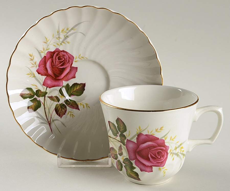 Anniversary Rose Flat Cup & Saucer Set by Ridgway (Ridgways)-1