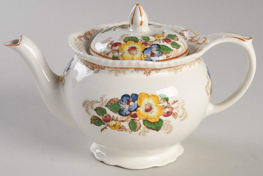 Apple Blossom Brown Individual Teapot & Lid by Ridgway (Ridgways)-1