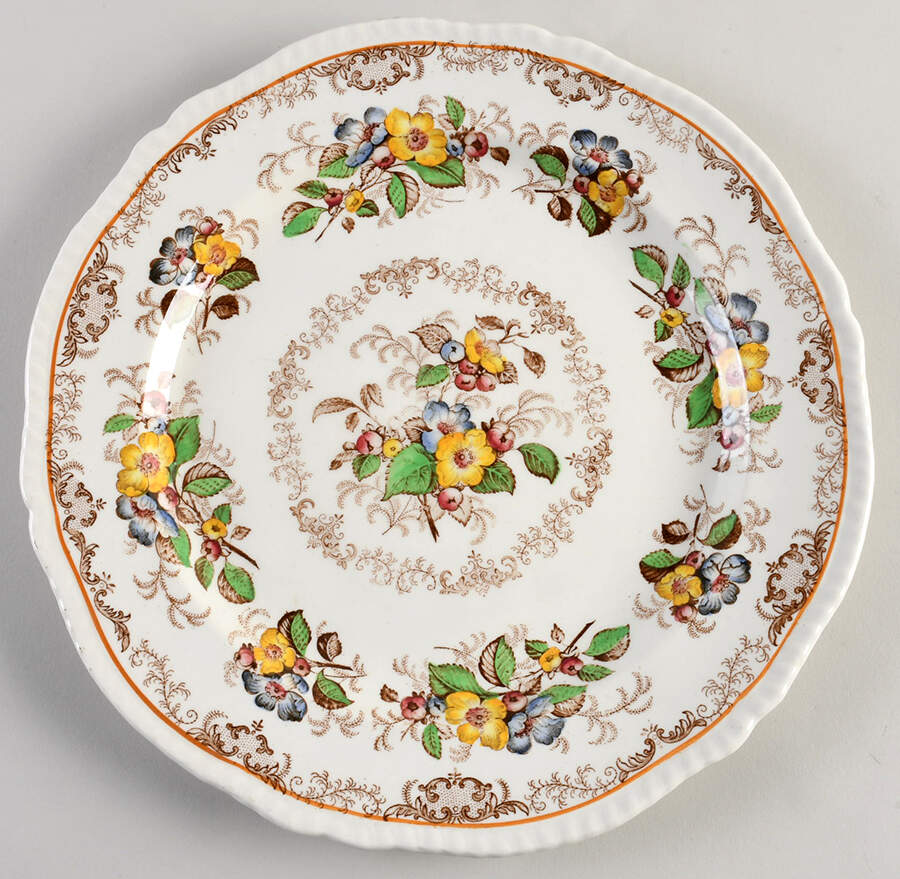 Apple Blossom Brown 12" Chop Plate (Round Platter) by Ridgway (Ridgways)-1