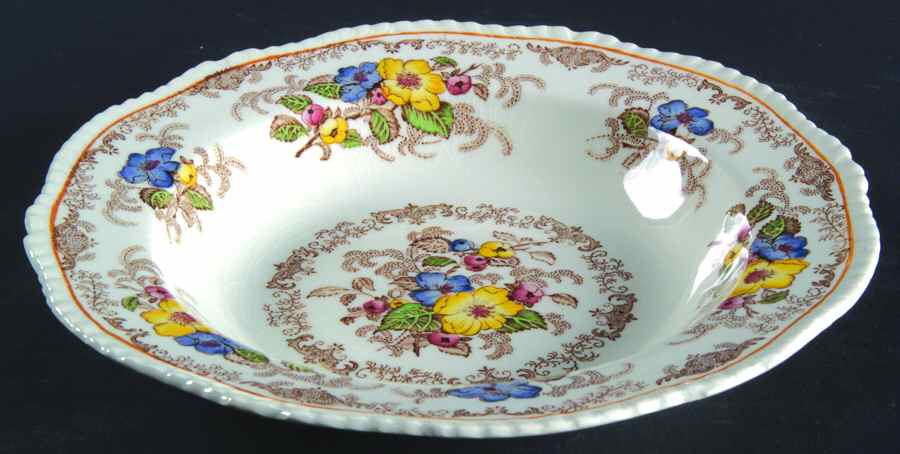 Apple Blossom Brown Rim Soup Bowl by Ridgway (Ridgways)-1